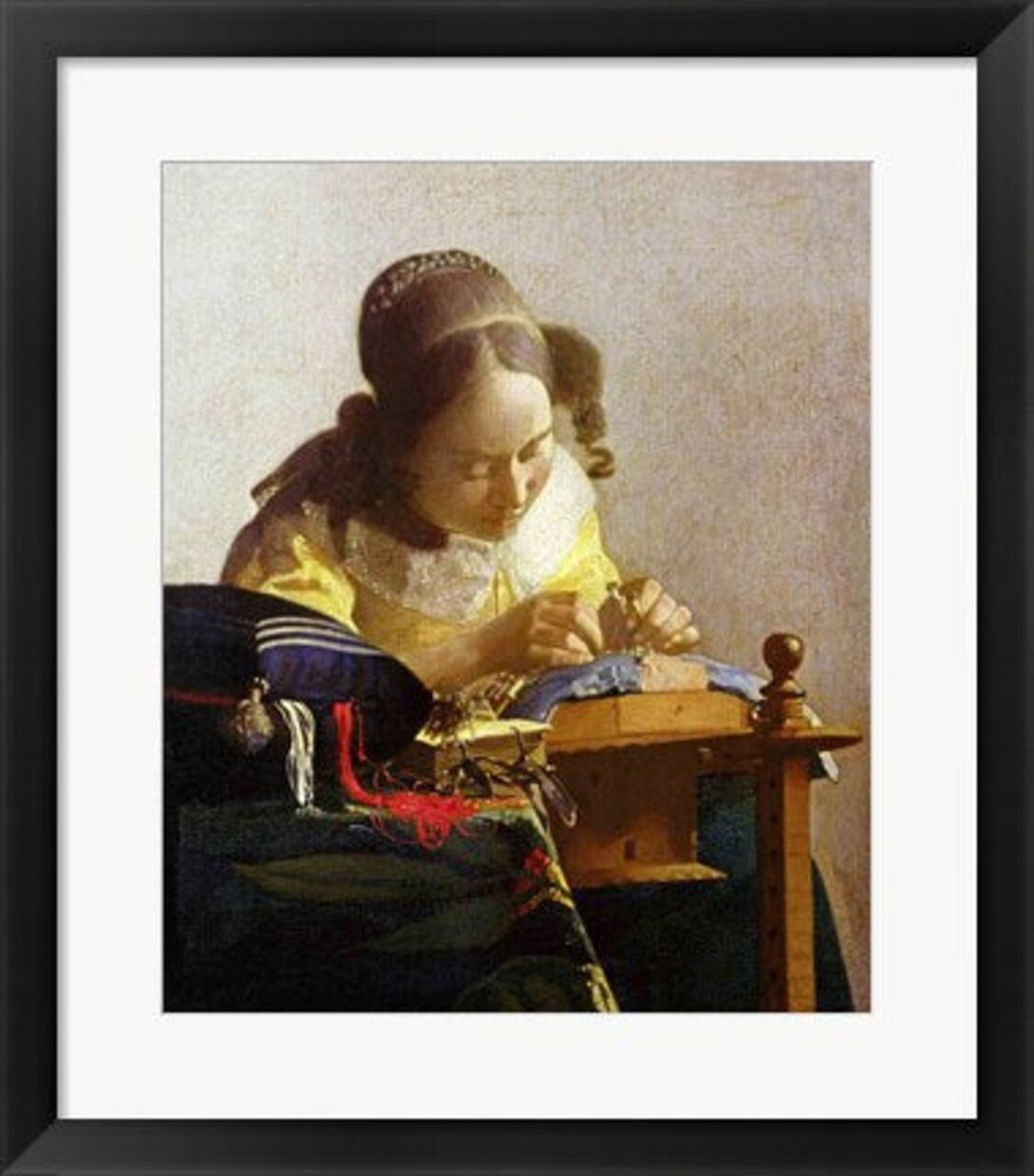 Framed Art The Lacemaker by Johannes Vermeer Wall Decor 18x24 Artwork